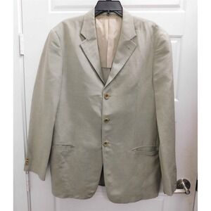 Armani Collezioni Beige Linen Silk Blazer Jacket sz XL‎